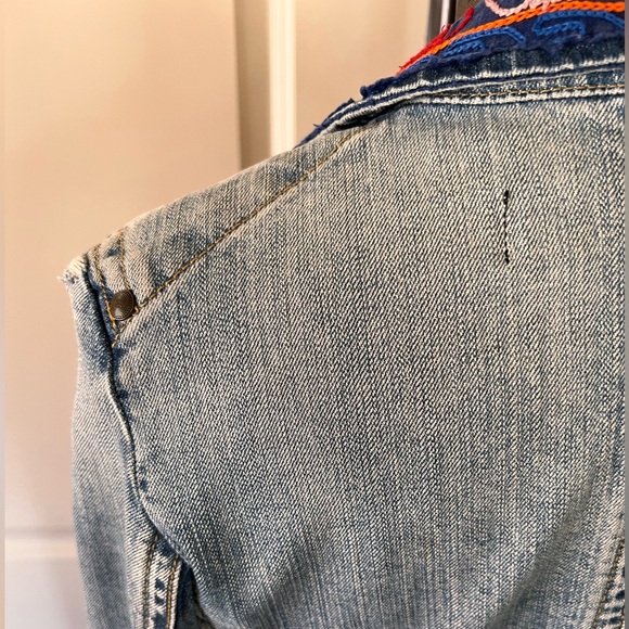 Eight Sin Embroidered Denim Blazer Jacket Boho Festival Size S - Picture 11 of 14